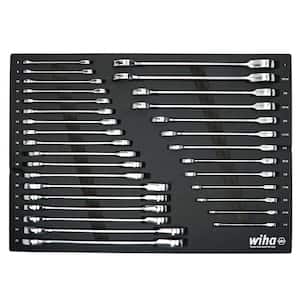 31-Piece Ratcheting Wrench Tray Set - SAE and Metric