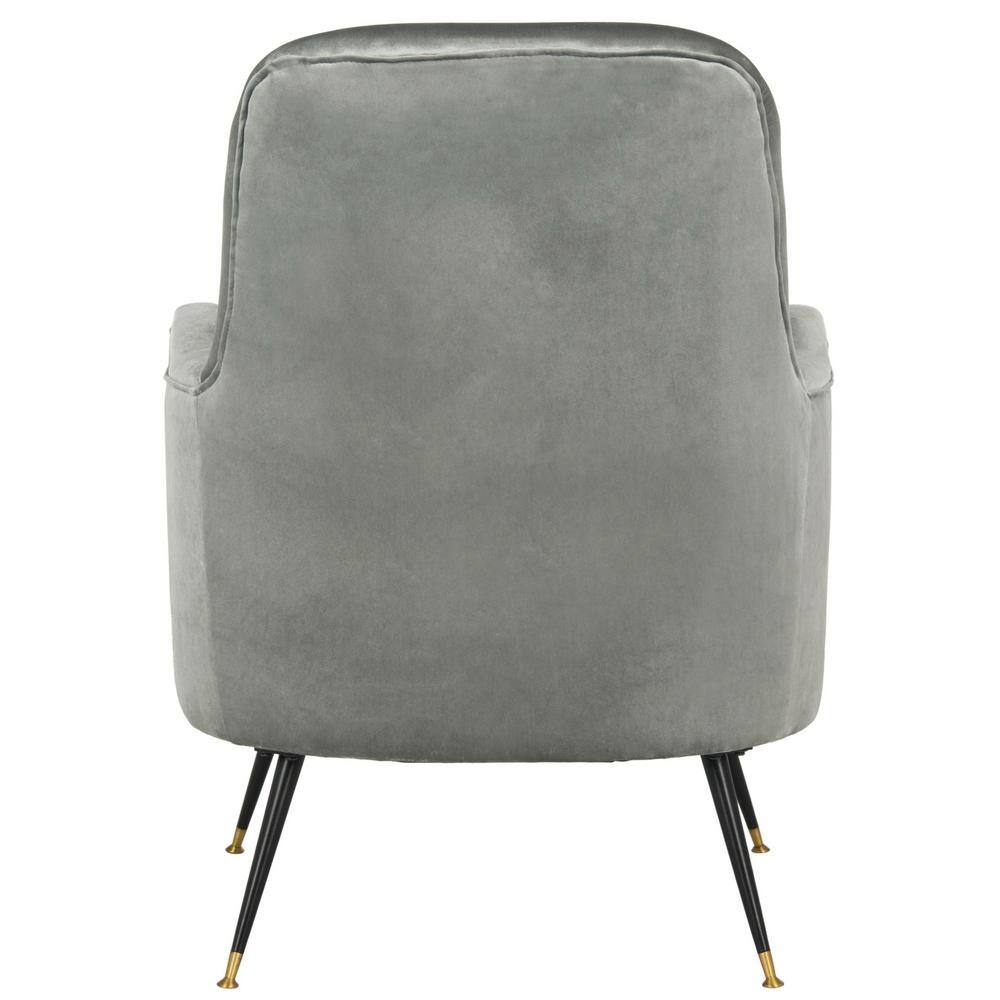 Elegant Transitional Beige Velvet Accent Chair with Gold Cap Legs