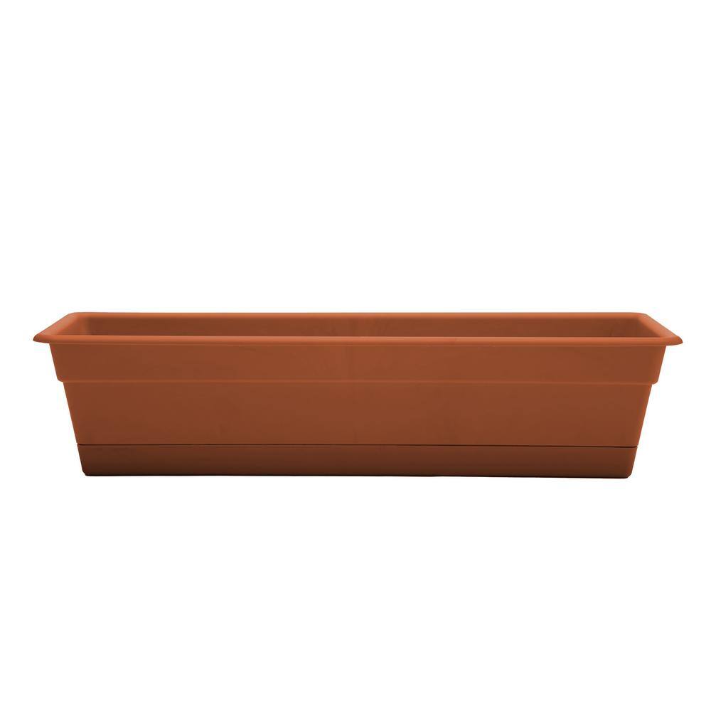 Bloem Dura Cotta 30 in. Terra Cotta Plastic Window Box Planter with ...