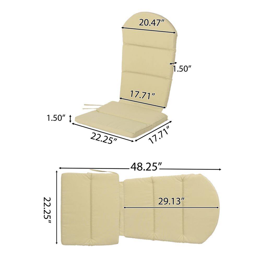 Khaki Beige Polyester Adirondack Chair Cushion with Ties