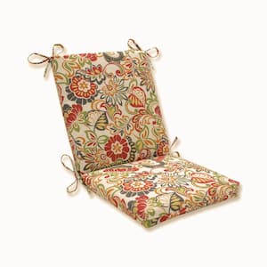 Bright Floral Outdoor/Indoor 18 in. W x 3 in. H Deep Seat, 1-Piece Chair Cushion and Square Corners in Green/Red Zoe
