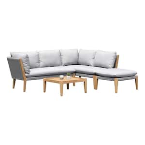 Amazonia 4-Piece Wood Patio Conversation Set with Grey Cushions