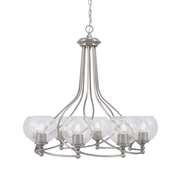 Unbranded Royale 8-Light Brushed Nickel Chandelier, Round Chandelier with 5.75 in. Clear Bubble Glass Shades, No bulbs included