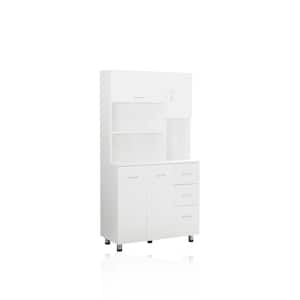 White Kitchen Pantry Storage Cabinet with Doors and Shelves