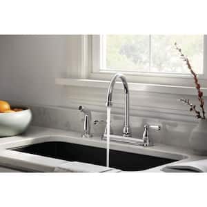 Elmhurst Two Handle Standard Kitchen Faucet with Side Spray in Chrome