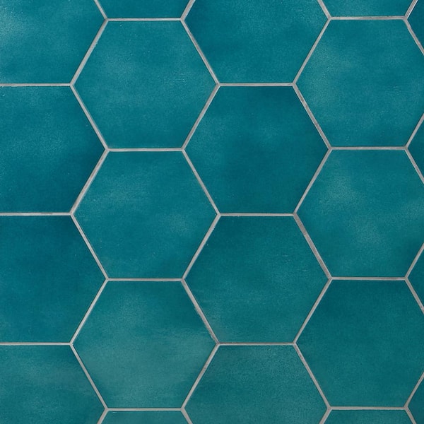 Ivy Hill Tile Appaloosa Carribean Blue Hexagon 7 in. x 0.39 in. Porcelain Glazed Tile Sample