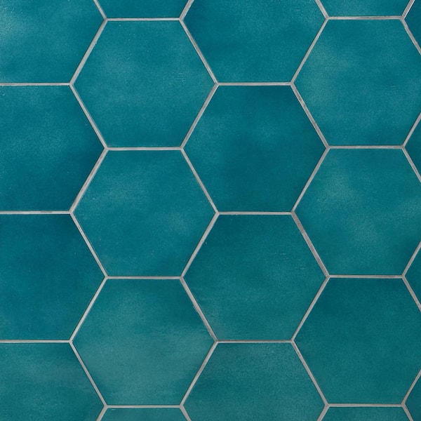 Ivy Hill Tile Appaloosa Carribean Blue Hexagon 7 in. x 8 in. Porcelain Floor and Wall Tile (10.76 sq. ft./Case)