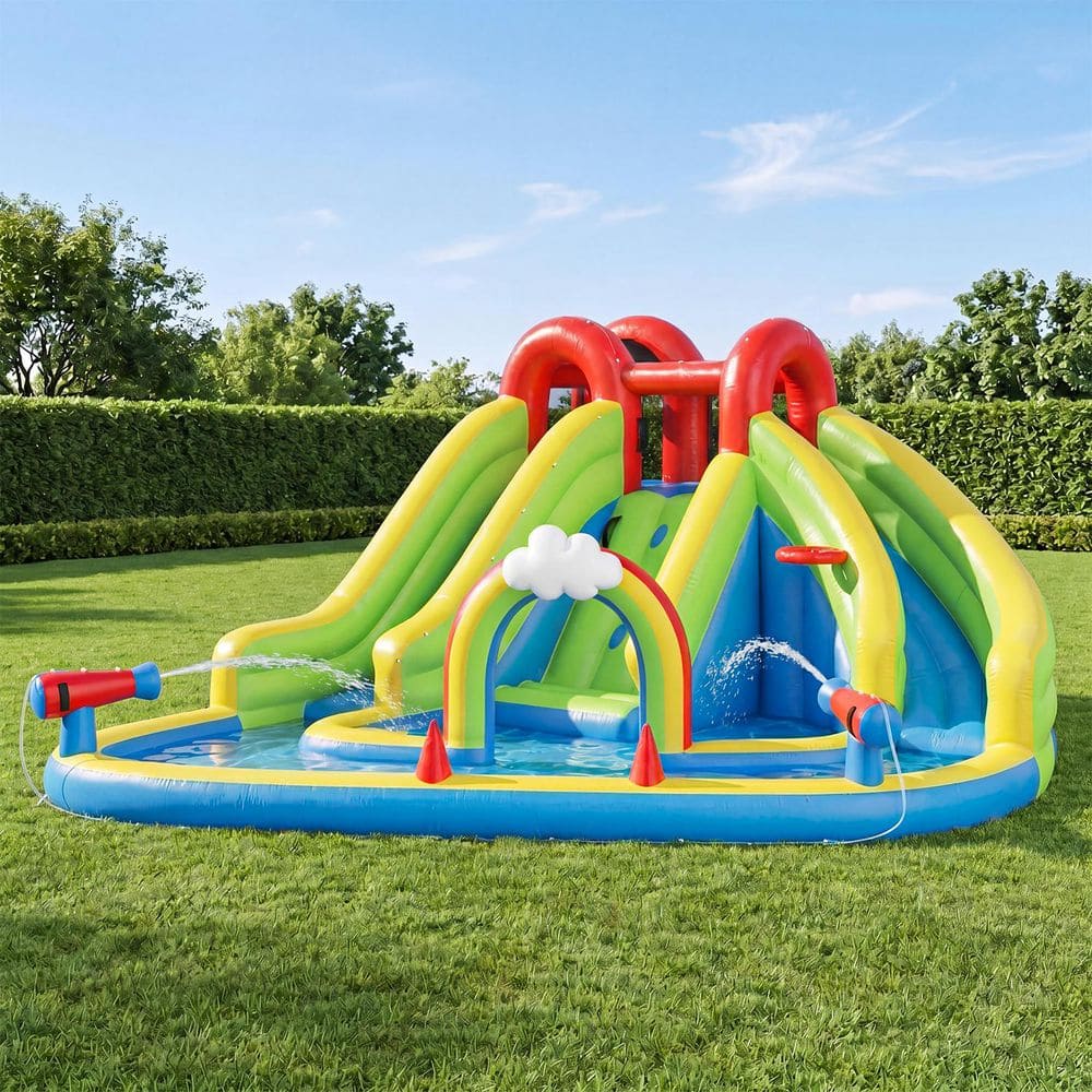 13x15FTInflatable Water Slide Rectangle Bounce House Rectangular with 8 in Kiddie Pool Set, Blower Included price history on PriceWatchPro