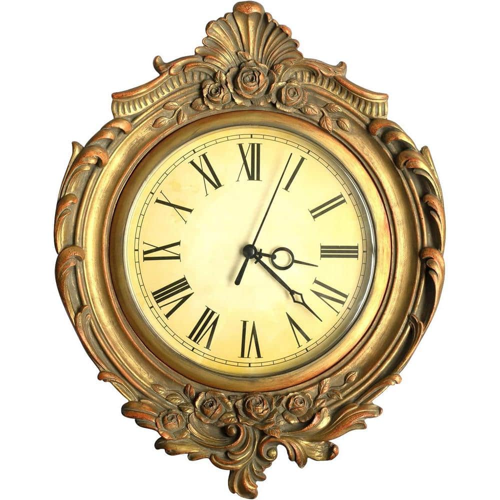 European Style Decorative Retro Gold Wall Clock, Quality Quartz Battery Ope