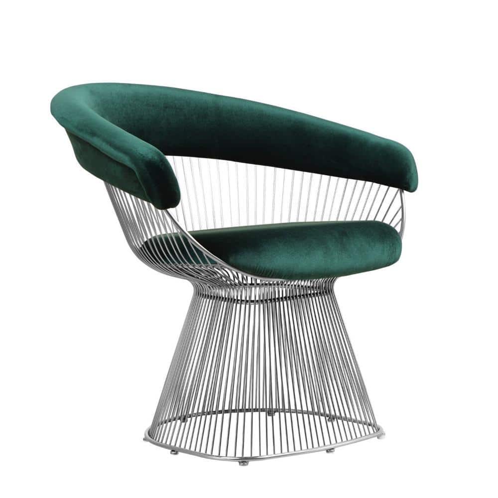Green and Chrome Velvet Armchair with Cushioned Seat and Metal Wire price history on PriceWatchPro