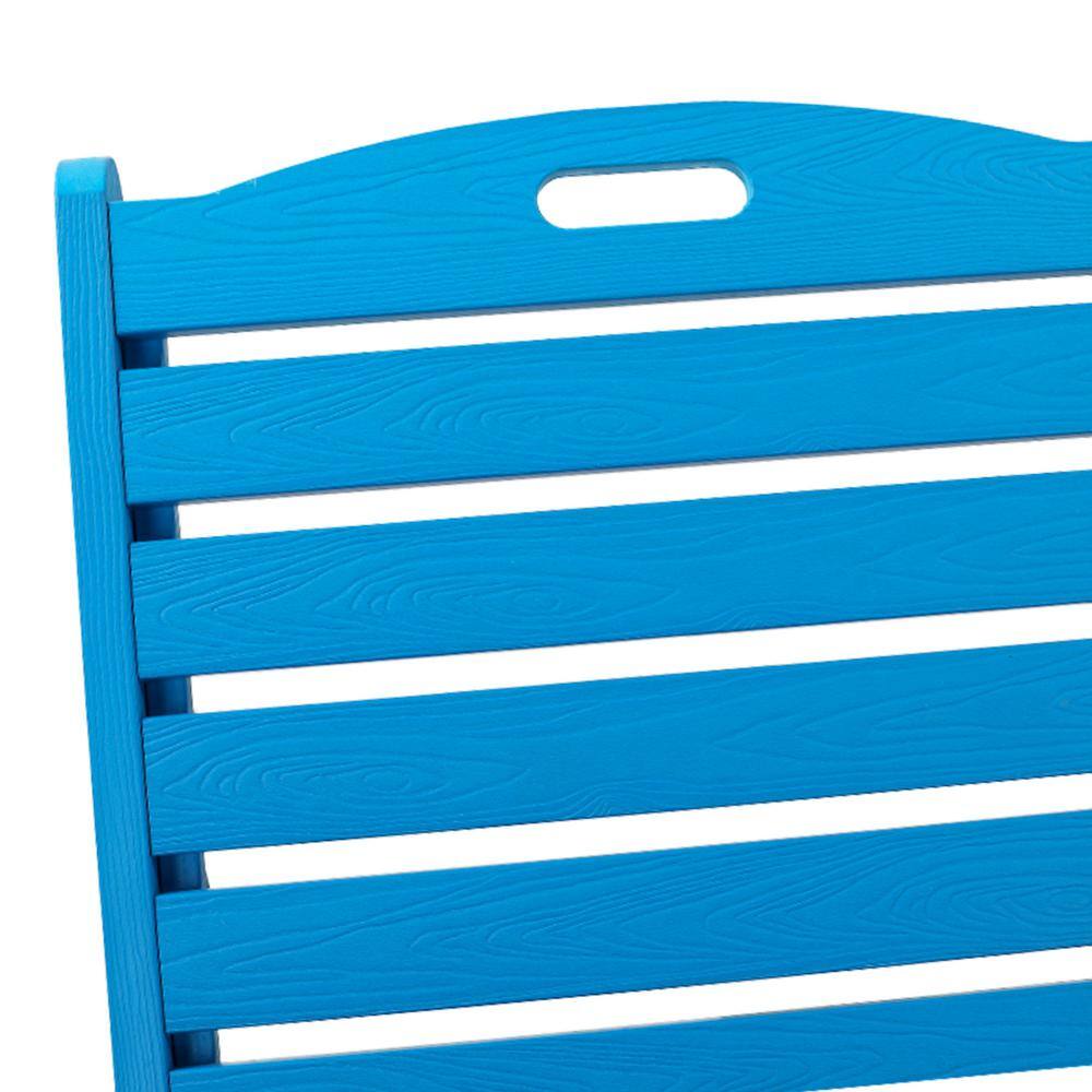 Blue Adjustable Plastic Outdoor Chaise Lounge with Arms