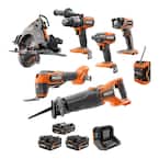 18V Brushless Cordless 7-Tool Combo Kit with (1) 2.0 Ah Battery, (2) 4.0 Ah Batteries and Charger