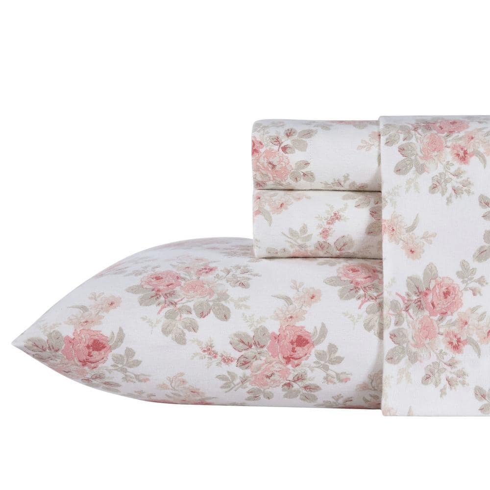 Laura Ashley Lisalee 4 Piece Pink Floral Brushed Cotton Flannel Full   Laura Ashley Bed Sheets Ushsa01164677 64 1000 