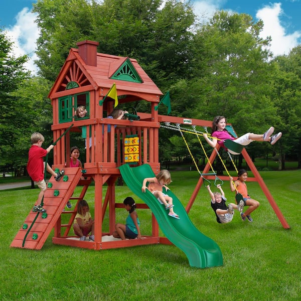 Gorilla Playsets Nantucket II Wooden Outdoor Playset with Wave Slide