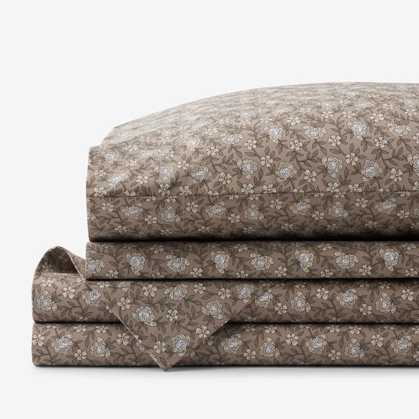 The Company Store Company Cotton Mini Floral Vine Mocha Cotton Percale Twin Sheet Set