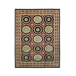 Red Handwoven Wool Transitional Spanish Style Rug, 9' x 13'