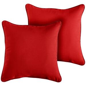 Sorra Home Sunbrella Canvas Jockey Red Outdoor Corded Throw Pillows (2-Pack)