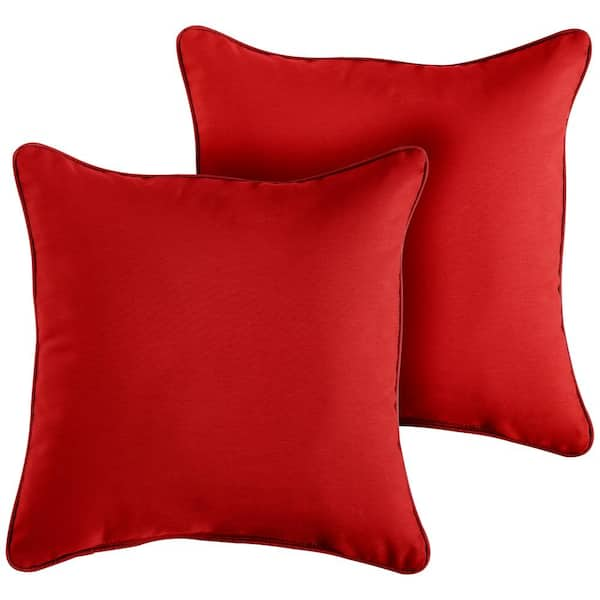 SORRA HOME Sunbrella Canvas Jockey Red Outdoor Corded Throw Pillows (2-Pack)