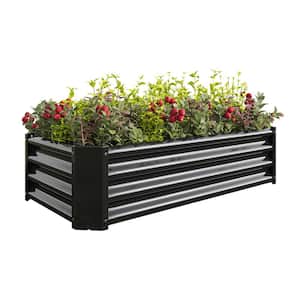 4 ft. L x 2 ft. W x 1 ft. H Black Galvanized Metal Outdoor Raised Garden Bed Kit, Planter Box