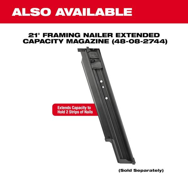Milwaukee Tool | Milwaukee Cordless Framing Nailer: 18V, 2 to 3-1/2 Nail Length - 0.15 GA Nails, Includes 21 ° Framing Nailer & Non-Mar Tip | Part