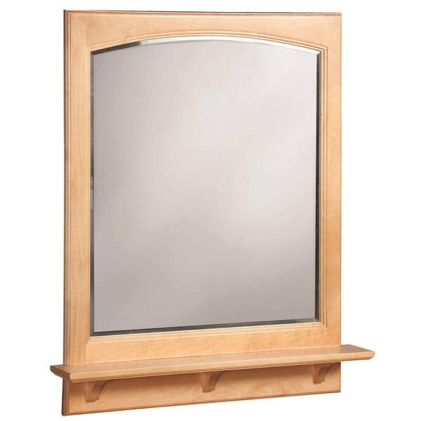 Design House Belmont 31 in. x 26 in. Framed Wall Mirror with Shelf in Maple