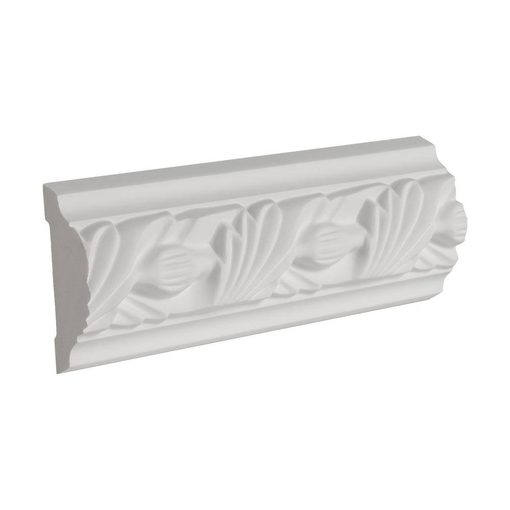6-Inch White Polyurethane Leaf Panel Moulding Sample