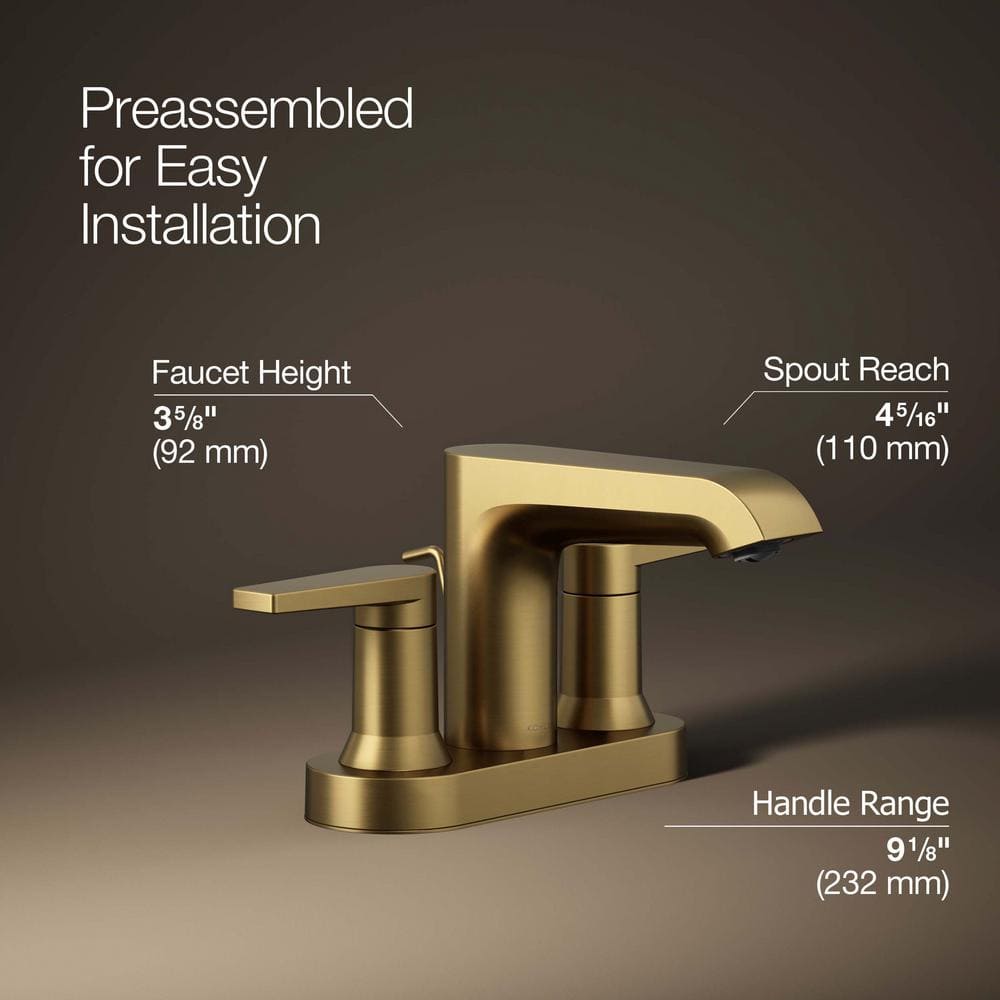 Hint Vibrant Brushed Moderne Brass Centerset Bathroom Faucet