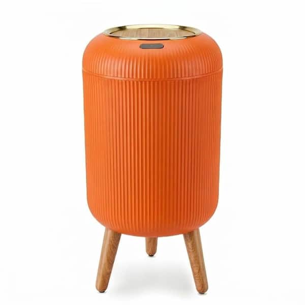 2.6 Gal. Orange Cylindrical Smart Sensor Plastic Trash Can