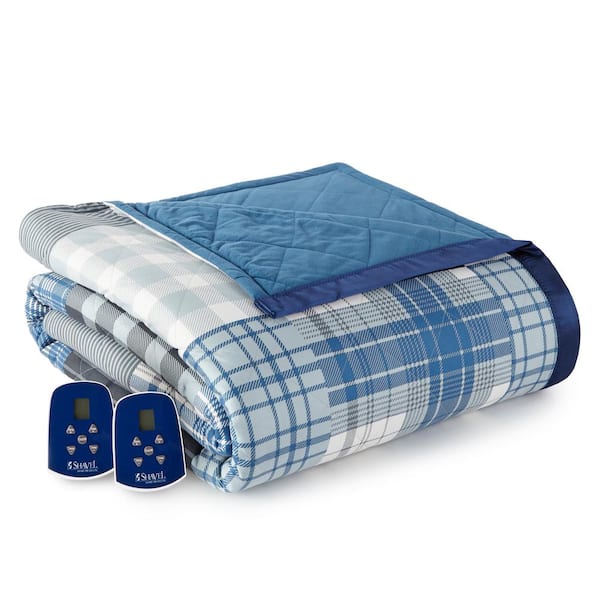 Micro Flannel Full Smokey Mt. Plaid Electric Heated Comforter/Blanket