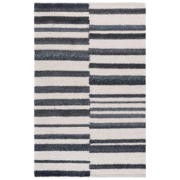 Natura 6 ft. x 9 ft. Dark Gray/Ivory Striped Solid Area Rug
