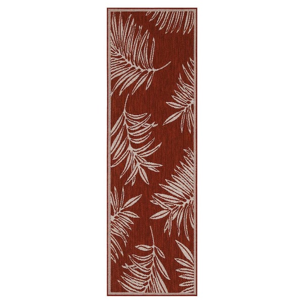 PLAYA RUG Liana Red and Ivory 2 ft. x 8 ft. Indoor/Outdoor Area Rug