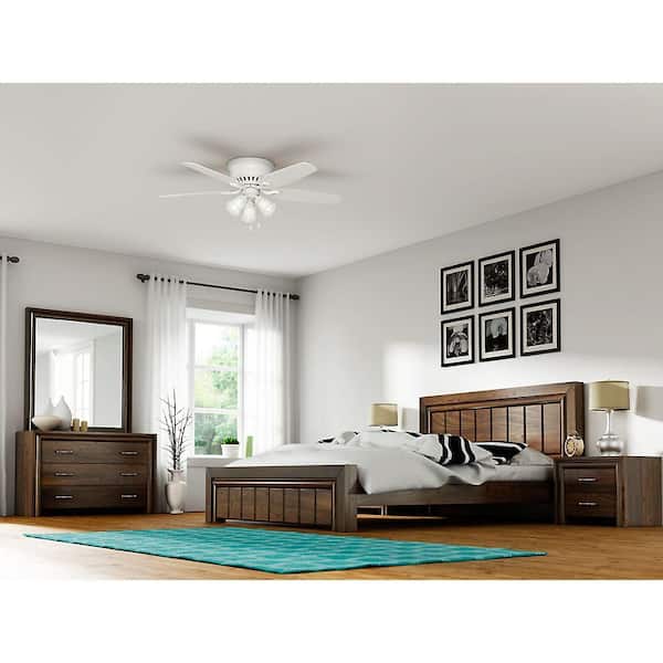 Builder 52 in. Snow White Low Profile Indoor Ceiling Fan with LED Light Kit and Pull Chain