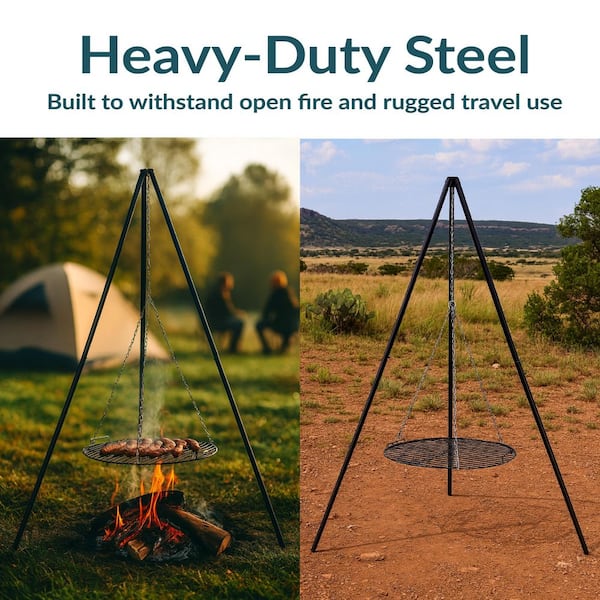 Sunnydaze 22 in. Tripod Outdoor Grilling Set with Cooking Grate SM