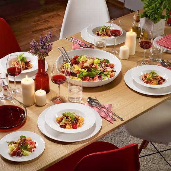 White Porcelain 16-Piece Dinnerware Set, Service for 4