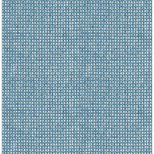 A-Street Prints Zia Blue Basketweave Wallpaper Sample