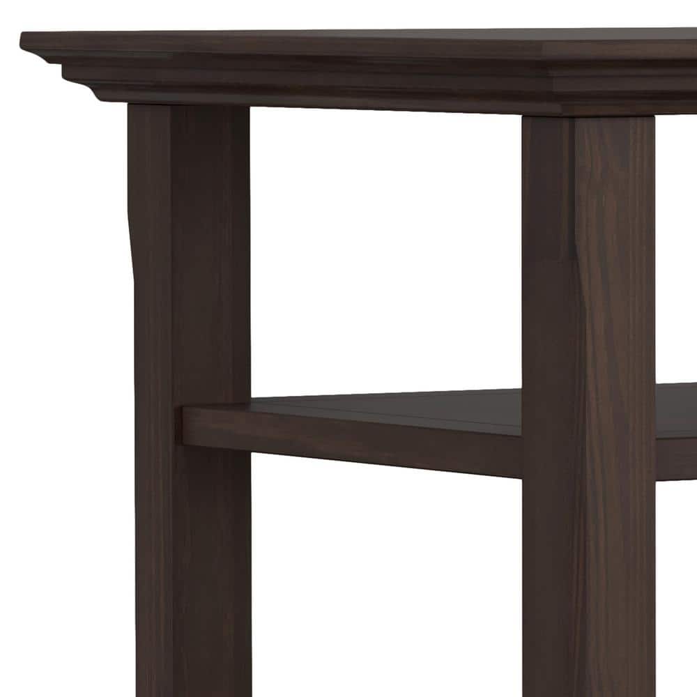 Warm Walnut Brown Solid Wood End Table with Storage Shelves