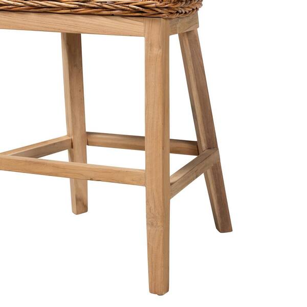 bali & pari Mario 23.6 in. Natural Rattan Teak Wood Counter Stool (Set of  2) 232-2P-13250-HD - The Home Depot