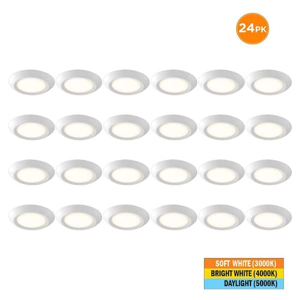 10 in. 18-Watt Adjustable CCT Disk Light LED Flush Mount Light Fixture 1500LM J-Box Compatible 120V Dimmable (24-Pack)