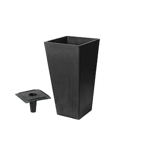Valencia Squarewith Self-Watering Tray 11 in. x 19.3 in. H Black Marble Polystone Planter