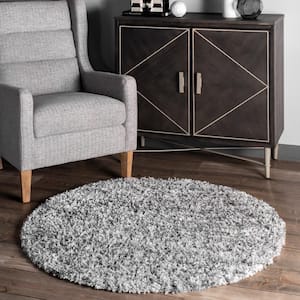 Contemporary Brooke Shag Gray 8 ft. x 8 ft. Round Indoor Area Rug