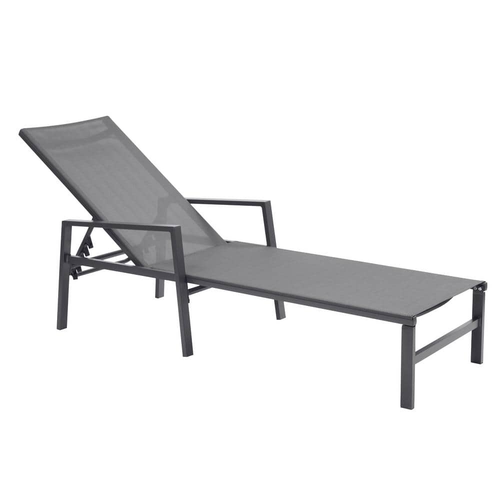 Gray Aluminium Outdoor Chaise Lounge (2-Piece)
