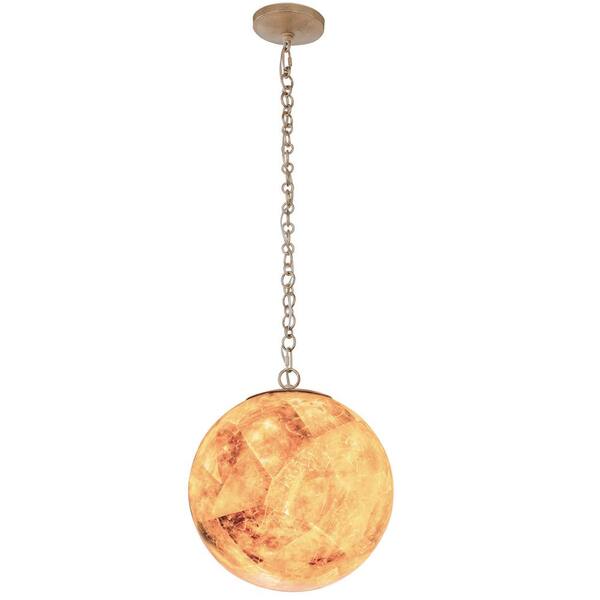 Varaluz Big 2-Light Gold Dust Orb Pendant with Reclaimed Champagne Shell
