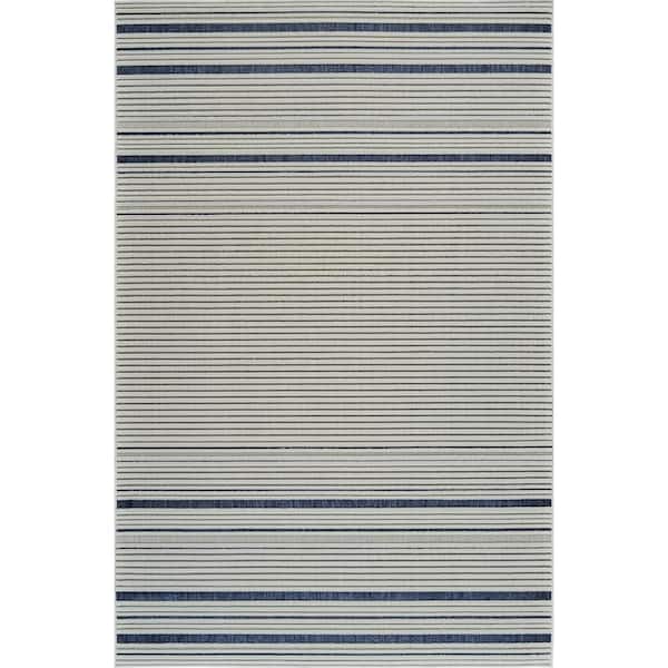 Maise Cream Blue 4 ft. x 6 ft. Modern Abstract Indoor Area Rug