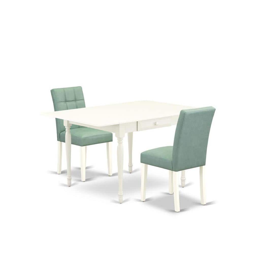 3-Piece Linen White Finish Rectangular Solid Wood Top with Dropleaf Dining Table Set price history on PriceWatchPro