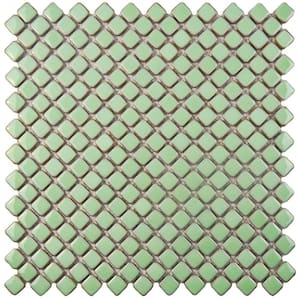 Hudson Diamond Light Green 12-3/8 in. x 12-3/8 in. Porcelain Mosaic Tile (10.9 sq. ft./Case)