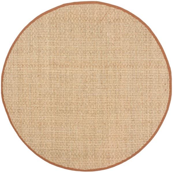Natural Fiber Natural/Brown 6 ft. x 6 ft. Border Woven Round Area Rug
