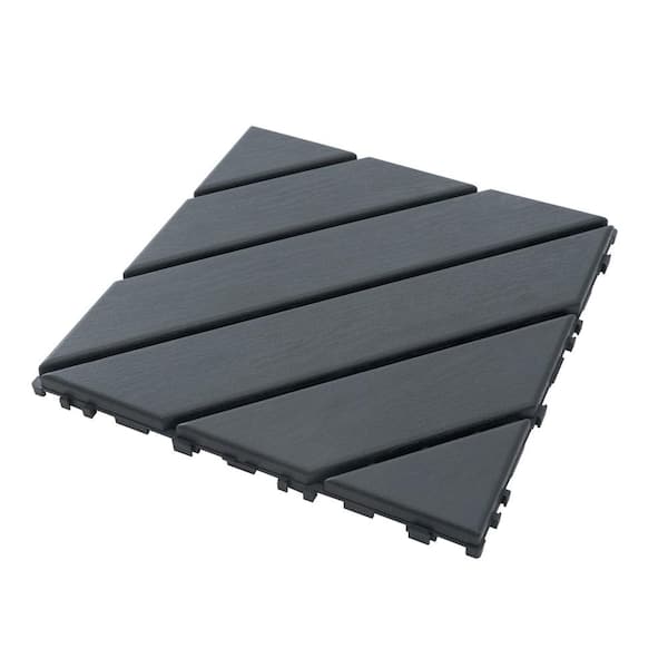 Amucolo 12 in. x 12 in. Composite Plastic Interlocking Deck Tiles in Gray (Set of 44 Tiles)
