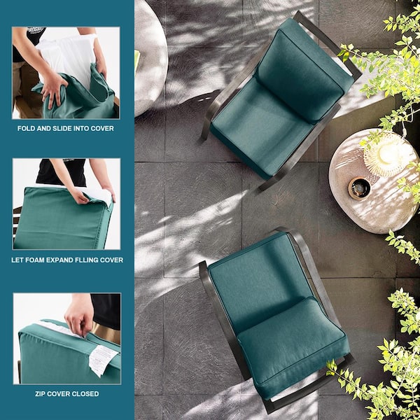 BLISSWALK Outdoor Deep Seat Square Cushion/Pillow Set 24x24 18x24