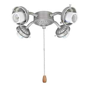 4-Light 9 in. Brushed Nickel Ceiling Fan Fitter Light Kit with Pull Chain (1-Pack)