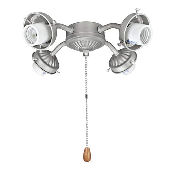 Aspen Creative Corporation 4-Light 9 in. Brushed Nickel Ceiling Fan Fitter Light Kit with Pull Chain (1-Pack)